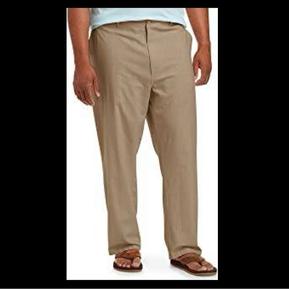 NWT Amazon Essentials Men's Big & Tall Linen Blend Khaki Pants -DXL Size 1X x 30